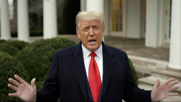President Donald Trump records a video statement on Jan. 6, 2021