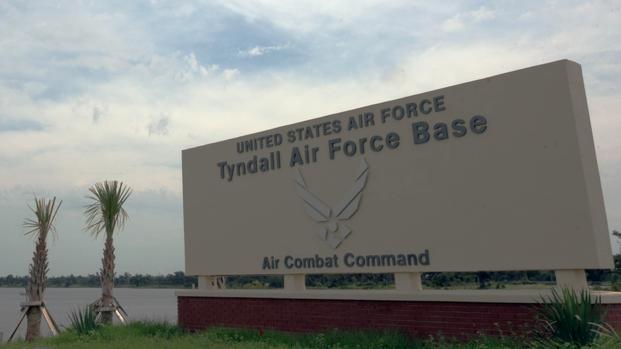 Pictured is the welcome sign of Tyndall Air Force Base, Florida, Aug. 23, 2021.