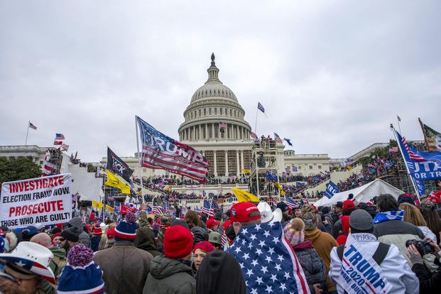 Rioters loyal to President Donald Trump at the U.S. Capitol on Jan. 6, 2021