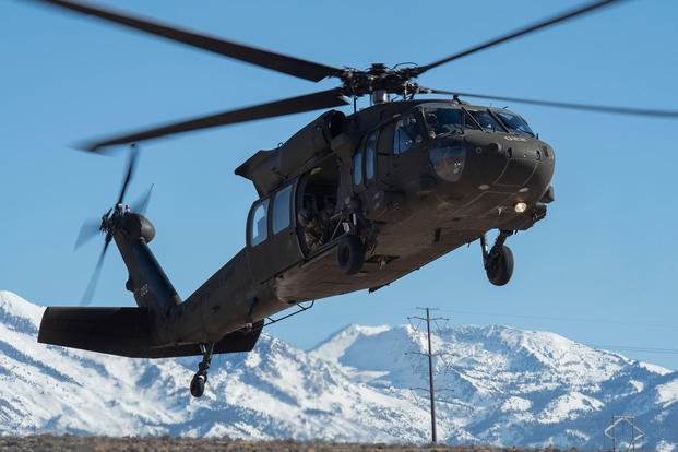 Utah Army and Air National Guardsmen participate in a joint Exercise with a UH-60 Black Hawk