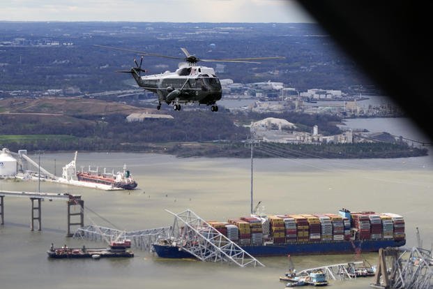 Coast Guard, Army Corps Brief Biden on Baltimore Bridge Collapse During Visit