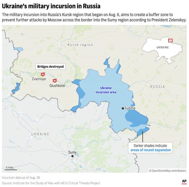 Ukraine incursion area inside Russia’s Kursk region