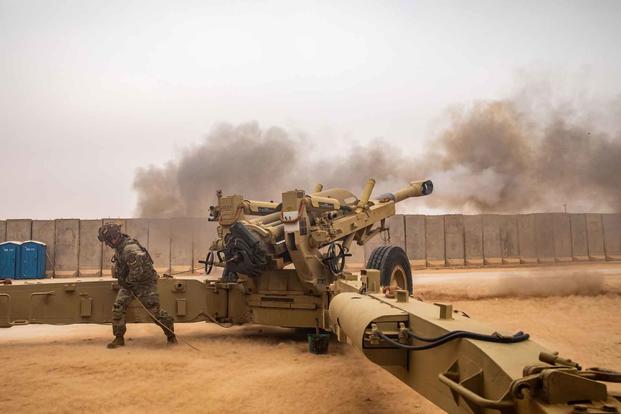 Artillery exercise at Al Asad Air Base, Iraq