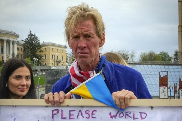 Ryan Wesley Routh takes part in a rally in central Kyiv, Ukraine