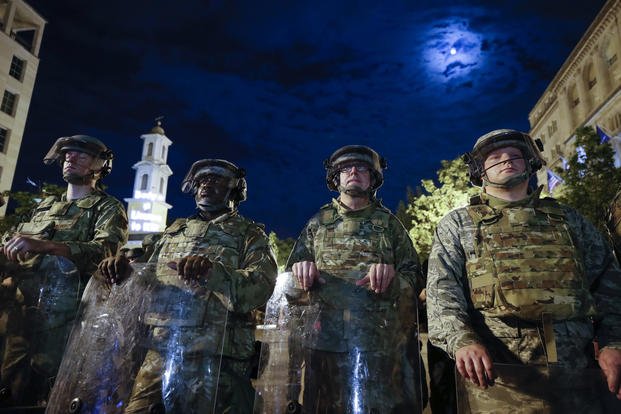 Utah National Guard soldiers near the White House in Washington
