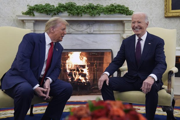 President Joe Biden meets with President-elect Donald Trump in the Oval Office of the White House