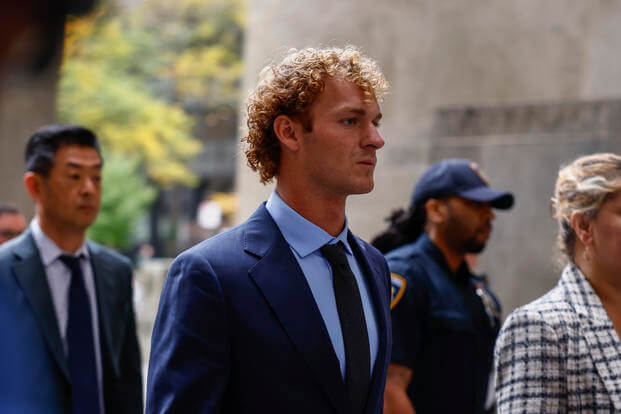 Daniel Penny arrives for opening statements in a New York court