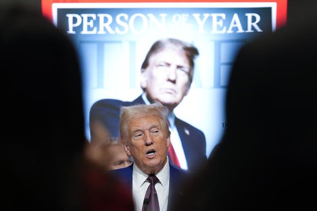 President-elect Donald Trump speaks during a Time magazine Person of the Year event