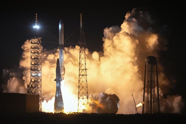 Blue Origin's New Glenn rocket lifts off from Launch Complex 36 at the Cape Canaveral Space Force Station