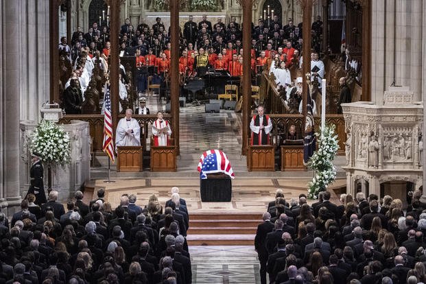 The casket of former President Jimmy Carter is pictured during a state funeral