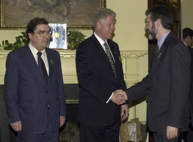 President Clinton greets Sinn Fein President Gerry Adams in 2000