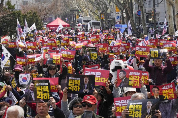 Supporters of impeached South Korean President Yoon Suk Yeol stage a rally
