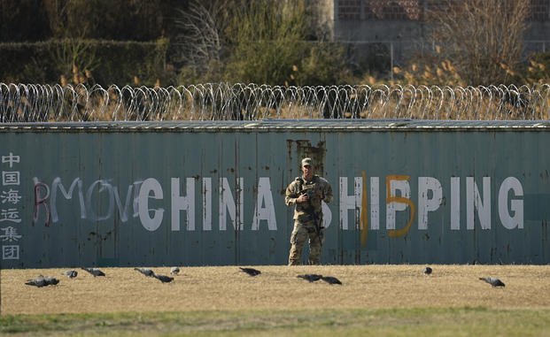 National Guardsman stands watch in Eagle Pass, Texas.