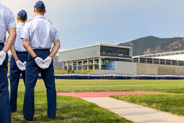 U.S. Air Force Academy cadets participate in the annual Acceptance Day Parade at Stillman Field