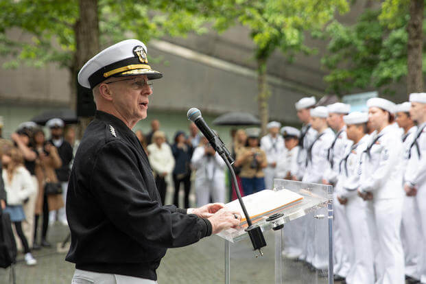 Adm. Daryl Caudle, Commander, U.S. Fleet Forces Command, delivers remarks