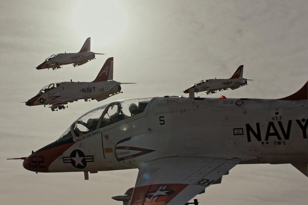 Jets fly in tight formation during filming of National Geographic's 'Top Guns: The Next Generation.'