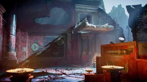 Inside a shrine in God Of War (Live-Service)