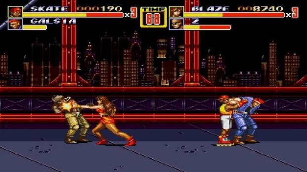 Streets Of Rage 2 Skate And Blaze Battling Enemies (1)
