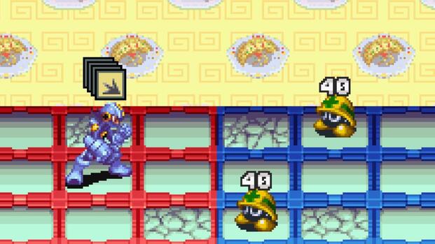 Fighting a battle in Mega Man Battle Network 3 (2003)