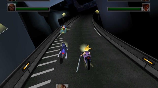 Playing the bike mini-game in Final Fantasy 7 (1997)