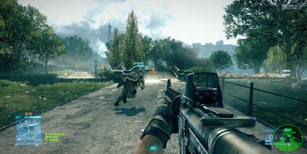 Walking down a road with an all in Battlefield 3