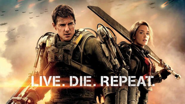 Edge of Tomorrow key art Tom Cruise Emily Blunt slogan