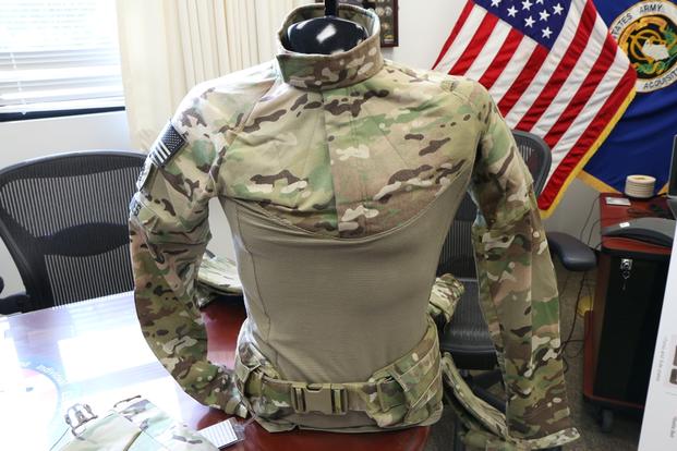 The Army's new Ballistic Combat Shirt, part of the new Soldier Protection System, is outfitted with soft armor to protect the neck, shoulders, high chest and high back. (Photo by Matthew Cox/Military.com)