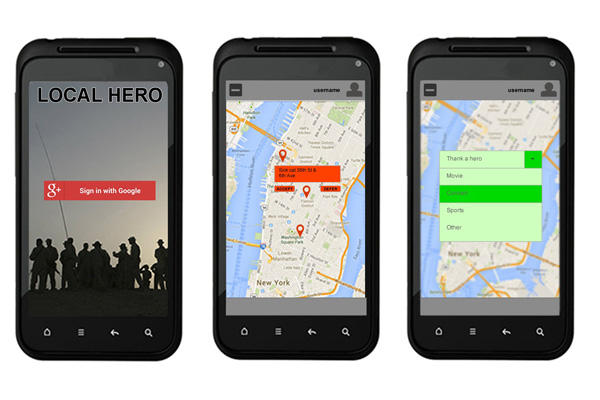 Local Hero mobile app concept.