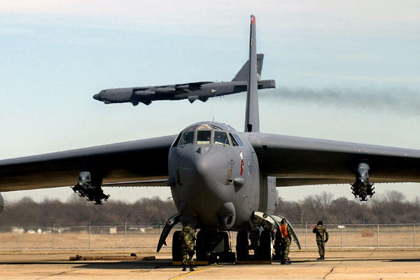 B-52 bombers, which have played a key role in the U.S. air campaign over Mosul, can carry up to 70,000 pounds of bombs. (US Air Force photo/Robert Horstman)