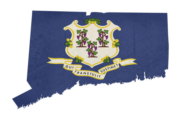 Connecticut Map With Stylized Flag