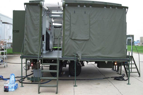 The U.S. Army's mobile kitchen will be put to the test on Fort Leonard Wood during a demonstration that will assess new energy-efficient appliances used to feed about 1,000 Soldiers, April 21, 2015. (U.S. Army photo)