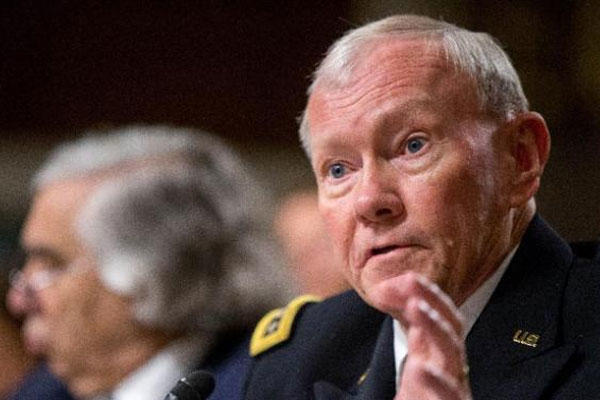 Joint Chiefs Chairman Gen. Martin Dempsey testifies on Capitol Hill in Washington, Wednesday, July 29, 2015, before the Senate Armed Services Committee (AP Photo/Andrew Harnik)