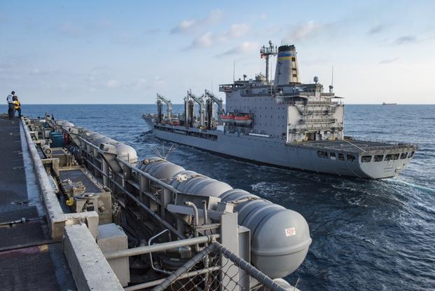 The Henry J. Kaiser-class fleet replenishment oiler USNS Rappahannock (T-AO 204) pulls alongside the Nimitz-class aircraft carrier USS Carl Vinson (CVN 70). The U.S. Navy has patrolled the Indo-Asia-Pacific routinely for more than 70 years promoting regional peace and security.