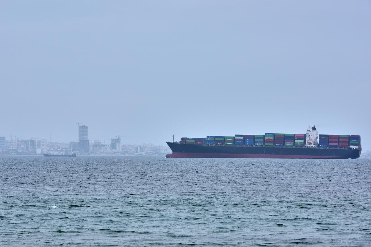 U.S. military ship in the Strait of Hormuz during a patrol.