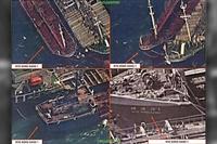 U.S. spy satellites have captured images of what appears to be Chinese ships illegally selling oil to North Korean boats.  (U.S. Office of Foreign Assets Control)