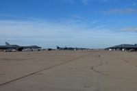 B-1B Lancers sit on the flight line at Dyess AFB Texas. (Military.com/Oriana Pawlyk)