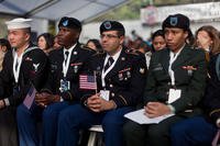 A group of 10 Marines, sailors, airmen, Coast Guardsmen and soldiers were part of a group of 125 immigrants that received their citizenship on Liberty Island in New York, Oct. 28, 2011. The event was part of the day-long celebration of the 125th anniversary of the Statue of Liberty's dedication. (U.S. Marine Corps photo/Randall Clinton)