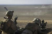 U.S. Marines with 3rd Battalion, 7th Marine Regiment, attached to Special Purpose Marine Air-Ground Task Force-Crisis Response-Central Command, engage targets during a live-fire demonstration near At-Tanf Garrison, Syria, on Sept, 7, 2018. (U.S. Marine Corps photo by Cpl. Carlos Lopez)