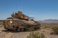 Soldiers from 1st Battalion, 163rd Cavalry Regiment, Montana Army National Guard, position their Bradley Fighting Vehicle during a defensive attack training exercise at the National Training Center (NTC) in Fort Irwin, Calif., June 1, 2019. (U.S. Army photo/Alisha Grezlik)