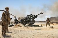 Soldiers from the Georgia Army National Guard's 1-118th Field Artillery Regiment of the 48th Infantry Brigade Combat Team fire an M777 Howitzer during a fire mission in Southern Afghanistan on June 10, 2019. (Army photo by Sgt. Jordan Trent)