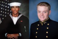 Navy Airman Mohammed Sameh Haitham, left, and Ensign Joshua Kaleb Watson were killed in the Pensacola mass shooting Dec. 6. Not pictured is Airman Apprentice Cameron Scott Walters, who also died in the shooting. (Navy)