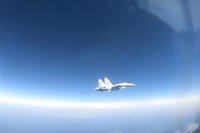 Video screengrab shows the April 19 &quot;unsafe intercept&quot; by a Russian fighter jet of a U.S. Navy P-8A Maritime Patrol Aircraft.