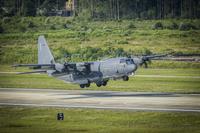 An AC-130J Ghostrider gunship performs a routine training mission at Hurlburt Field.