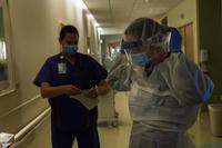 U.S. Air Force nurse with the COVID Theater Hospital -1, Travis Air Force Base.