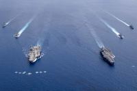 The aircraft carriers USS Nimitz and USS Ronald Reagan and their carrier strike groups.