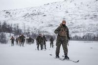 U.S. Marines participate in a skiing course in Norway.