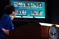 Lynn Rosenthal and Pentagon Press Secretary John F. Kirby deliver a briefing