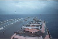 USS George Washington moves on the Atlantic Ocean.