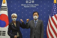 U.S. Deputy Secretary of State Wendy Sherman  with South Korean Foreign Minister Chung Eui-yong