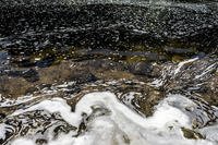 PFAS foam at the Van Etten Creek dam near Wurtsmith Air Force Base